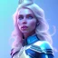 Placeholder: A portrait of a full body crystalised blue pink queen,smiling face, blue eyes, long blond hair, atmospheric, realistic, unreal engine, lighting, octane render.