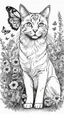 Placeholder: Love cat , love dog , add a butterfly on a wild flowers to this picture thin line draw