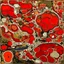 Placeholder: Red lava lakes painted by Jean Dubuffet