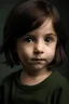 Placeholder: Niña de 6 años cabello castaño obscuro pelo poco largo con camiseta de peca pig ojos verde obscuros morenita orejas normal
