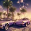 Placeholder: 1980's aesthetic vaporwave palm trees and spheres and Porsche with lightning