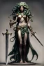 Placeholder: full-length persona, detailed, sword in hand, gorgon medusa