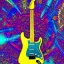 Placeholder: Cadillac PEACE electric guitar PEACE psychedelic hippie trippy acid LSD PEACE stratocaster GUITAR with peace sign in back