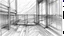 Placeholder: sketch lines, A glass sliding door leading to a wooden deck with a stormy sky visible outside, pencil drawing