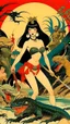 Placeholder: Betty Page art from japanese style 1900 movie. psicodelia.