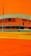 Placeholder: An orange colored fighters' coliseum painted by Piet Mondrian