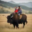 Placeholder: riding a buffalo