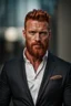 Placeholder: portrait of a muscular and handsome 40 year old man with red hair and a neatly trimmed beard