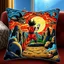 Placeholder: Intricate Anime Needlepoint, Dragonball Z dramatic scene, manga, couch cushion