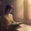 Placeholder: Study girl read a book in by the window, movie, real photo realistic, unreal engine, cinematic lighting --ar 1:1 creative