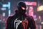 Placeholder: Miles morales in 8k nier automata drawing style, spider man them, cinematic mood, neon effect, close picture, rain, highly detailed, high details, detailed portrait, masterpiece,ultra detailed, ultra quality