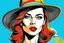 Placeholder: beautiful woman in hat in pop art style vector