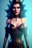 Placeholder: Lene Nystrøm as evil queen in black leather, busty, cleavage, voluptuous, Aqua Lene, angry, stern look. character design by cory loftis, fenghua zhong, ryohei hase, ismail inceoglu and ruan jia. unreal engine 5, artistic lighting, highly detailed, photorealistic, fantasy