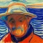 Placeholder: Portrait of OLd Galician Fishermen on boat wearing bucket hat by edvard munch 8k