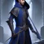 Placeholder: handsome hooded male mage with dark blue mage outfit with floral and botanical details, sharp eyes, mixed gemstones, magic, intricate, high details, dark gothic fantasy