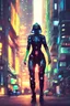 Placeholder: Ultra realistic illustration, android at night in street, bright colour tone, cyberpunk, sci-fi, fantasy, intricate, highly detailed, digital painting, artstation, concept art, cinematic lighting, smooth, sharp focus, illustration, art by artgerm