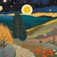 Placeholder: Colourful, peaceful, Egon Schiele, Max Ernst, Gustav Klimt, Vincent Van Gogh, night sky filled with galaxies and stars, rocks, trees, flowers, one-line drawing, sharp focus, 8k, deep 3d field, intricate, ornate