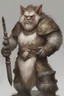 Placeholder: Dnd a young bugbear with WHITE fur and leather armor