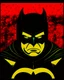 Placeholder: Portriat of the Batman, Fernando Botero style, lineal art, red, black and yellow colors