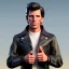 Placeholder: Wide view Young Fonz with black hair greaser figure doll 1977 (thumbs-up) (face) Forehead grin, fonzarelli, ((arnold's drive-in)) fonzie