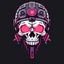 Placeholder: 8 bit pixelart cyberpunk skull,servitor, Comic style
