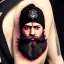 Placeholder: Black Ganesha, beard, angry, tattoo, strong man, beanie