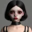 Placeholder: Female Jenna ortega black dress,soft goth libstick, wednesday addams family make up, brad double wig, dramatic lighting, highly detailed, volumetric lighting, unreal engine, 8k