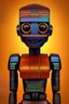 Placeholder: robot portrait in Kente, rusted clock eyes, cinematic, ghana flag, african pattern symbols, engraved, 8k quality