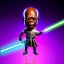 Placeholder: Bald Samuel jackson purpleGlow jedi bobblehead holding a lightsaber sword and boots