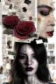 Placeholder: A collage about anxiety experienced by a beautiful woman, focus point of image, distant faces, ghosts, ripped pieces is newspaper clippings, suffocating, black rose petals, broken doll, ying-yang fading,abstract, chaos, epic photo, sharp on highly detailed skin with wrinkles and high contrast, photorealistic, 4K, 3D, realism, hyperrealism, detail, good lighting, detailed texture, modern photography style, 3D, 4D, 4K