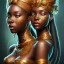 Placeholder: sango fantasy, fantasy magic, intricate, sharp focus, illustration, highly detailed, digital painting, concept art, matte, masterpiece head sexy view black African beauty black afro hair space lady turquoise tiger skin African one head African princess