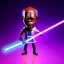 Placeholder: Hairless Samuel jackson purpleGlow jedi bobblehead holding a Single (purple) lightsaber sword and boots