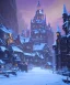 Placeholder: A magical snowy warlock castle with river canals in Christmas time