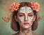 Placeholder: upper bust portrait, the queen of butterflies, coloured paint like butterfly wings on face in symmetrical pattern, intricate metal work flower crown, in a field of roses, 8k resolution concept art, dynamic lighting, intricately detailed, hyperdetailed, beautiful, ethereal, elegant, golden hour, (butterfly), gothic