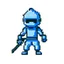 Placeholder: a pixel art-style simple 32-bit Ninja with a blue outfit