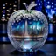 Placeholder: crystal apple; Exquisite richly detailed New York harbor with night sky backdrop and distant pewter cityscape inside; on display in glass Silver glowing apple, snowflakes, glitter, beautiful, magical masterpiece, ethereal fantasy, hyperdetailed, beautiful, celestial, glowing, filigree, imagination, dreamlike art Intricate, vibrant colors, psychedelic holographic Art; Regal; Hyperdetailed; Lovely; Royo; Bagshaw, Chevrier, Ferri, Kaluta, Minguez, Pixiv, Mucha, Cina. Cinematic, 8K3D