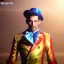 Placeholder: circus, ringleader, Arthur Kulkov, front, handsome, male, Russian, fantasy, anime, yoji shinkawa dreamscape, fenghua zhong, mystical colors, Golden hour, Lisa Frank fantasy