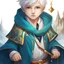 Placeholder: Fantasy World, A boy only wearing a closed wizards robe, and wearing a wizards hat. White Hair. Golden Eyes