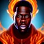 Placeholder: a Portrait of kevin hart as a firebender and he is shooting fire from his makinga ring of fire