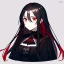 Placeholder: portrait anime vampire, long hair, red eyes, noble black robe, Blood, background Gothic castle, hyper detailed, intricately detailed, gothic, ambiguous lines image, flat dimensional style, flat lines, rough drawing --ar 2:3