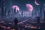 Placeholder: future destroyed moon 4k in the sky cyberpunk city