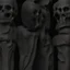 Placeholder: Memento Mori Statue, made of an very dark stone, stonesplash,