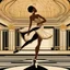 Placeholder: a black ballerina in an Art Deco ballroom, by artist "Ingrid Umber",by artist "Sienna Lamberts"