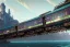 Placeholder: close up train+Elevated train+train+town on sea+sea+Italian colourful sea village +alphonse mucha, greg rutkowski,matte painting, cryengine, hyper detailed, felix kelly, fantasy art, seb mckinnon