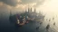 Placeholder: A city made of a gigantic fleet of ships tied together, floating in the ocean