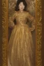 Placeholder: Portrait lady, full body shot, full-color long shot gold filigree positive space