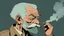 Placeholder: Old man smoking comic style
