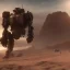 Placeholder: Armored Core machine robot fight another Armored Core fly in the sky in the desert with beside the ocean where you can see the space in the sky with twilight on the horizon, 4k resolution