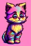 Placeholder: digital illustration of an Adorable, tiny, fluffy, playful kitten, cartoon style, using bright and pastel colors