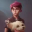 Placeholder: Portrait of a magical kid with his pet familiar by Nick Harris